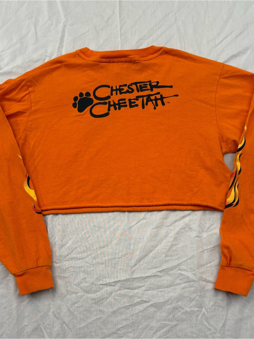 Forever 21 Cheetos Flamin Hot Women’s M Orange Cropped Long Sleeve - Picture 6 of 7